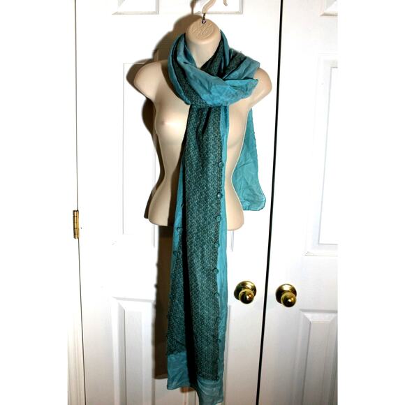 Manyus Boutique Lagenlook Turquoise Silk Blend Scarf NWT - Picture 3 of 5